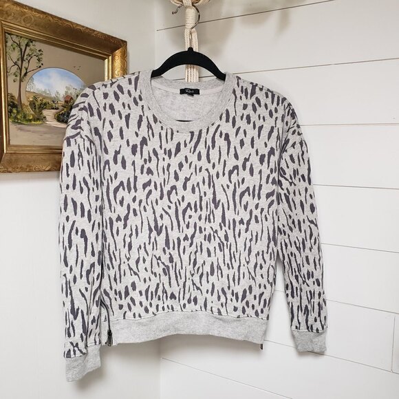Rails Marlow Grey Abstract Cheetah Zip Pullover Sweatshirt XS - Picture 1 of 6